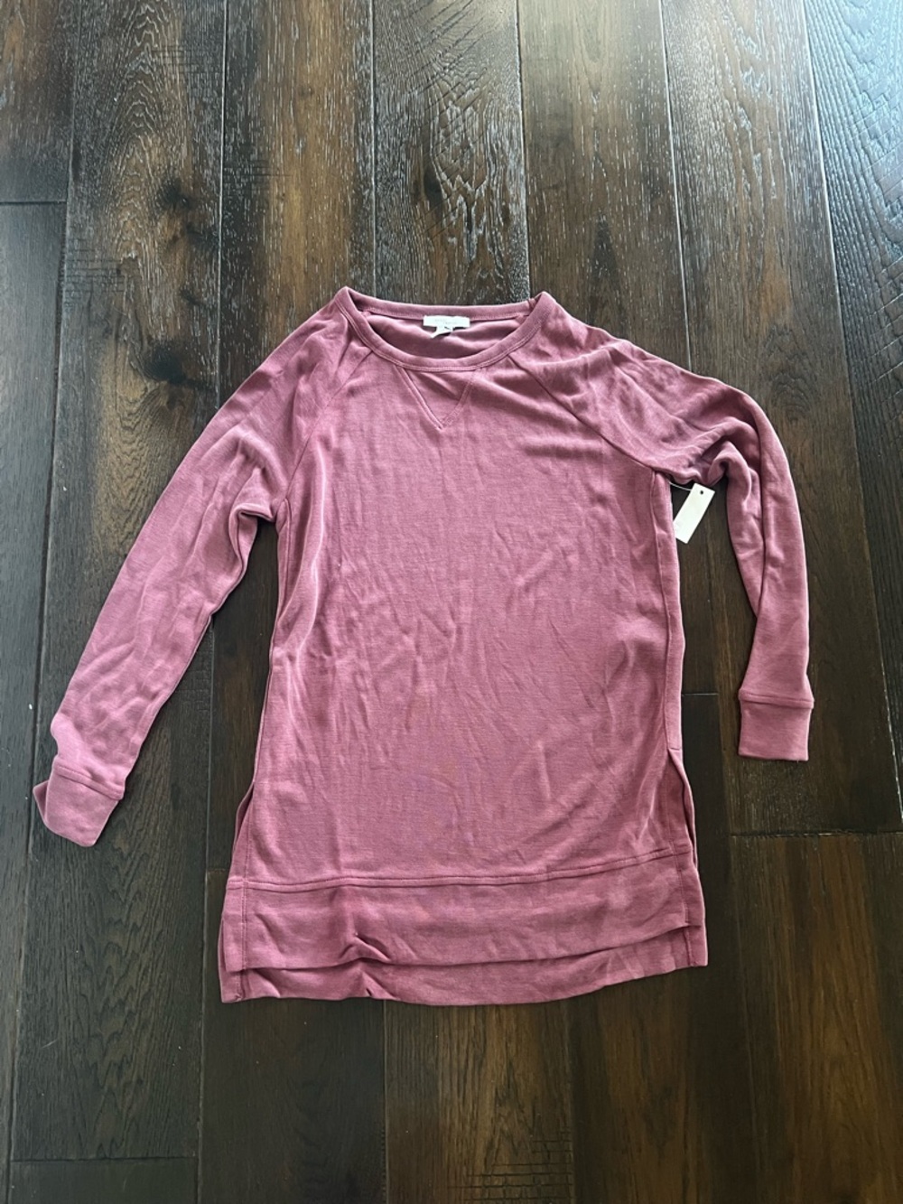 Sand washed modal blend high-low sweatshirt light peach